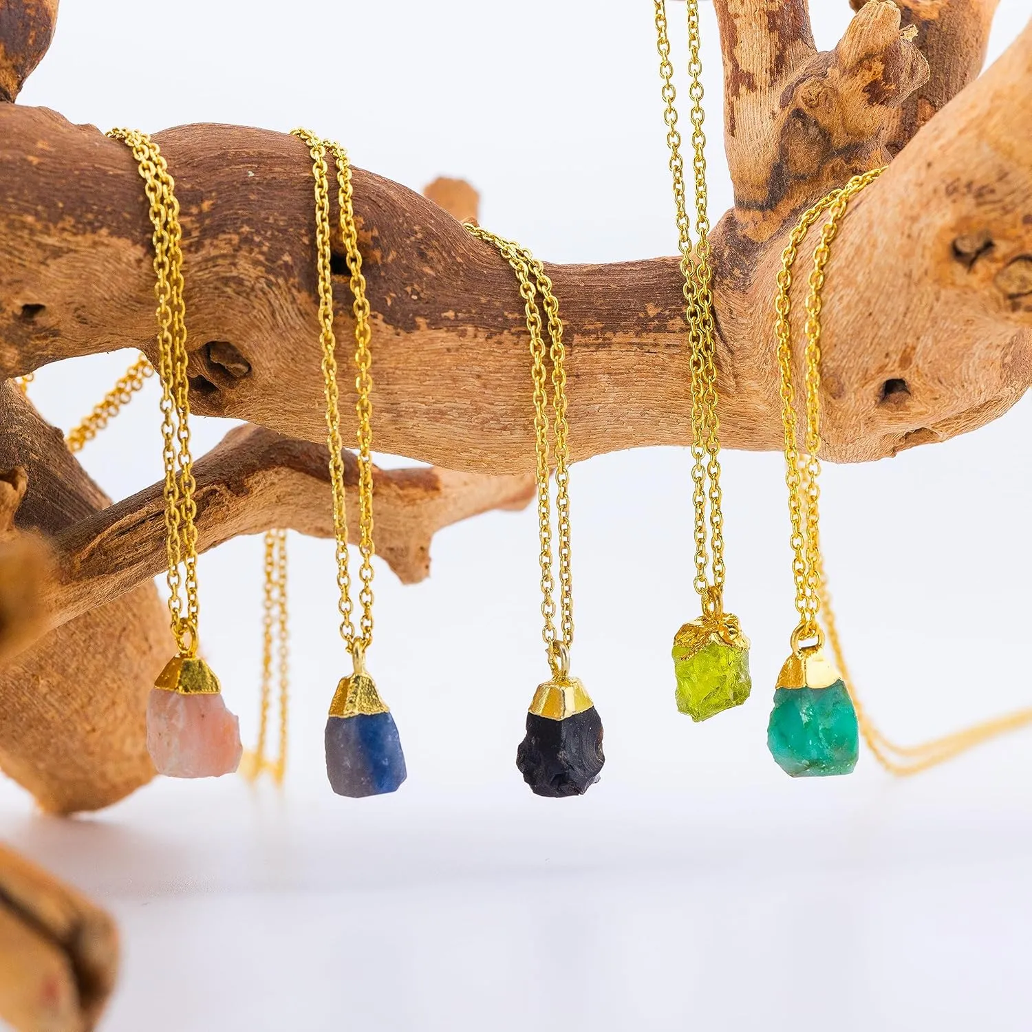 Emerald Necklace for Women, Premium Gold Raw Stone Necklaces - Tarnish Free 18K Gold Vermeil Certified S925 Classic Statement Necklace Gold Jewelry for Women - Mothers Day Gifts for Mom Wife