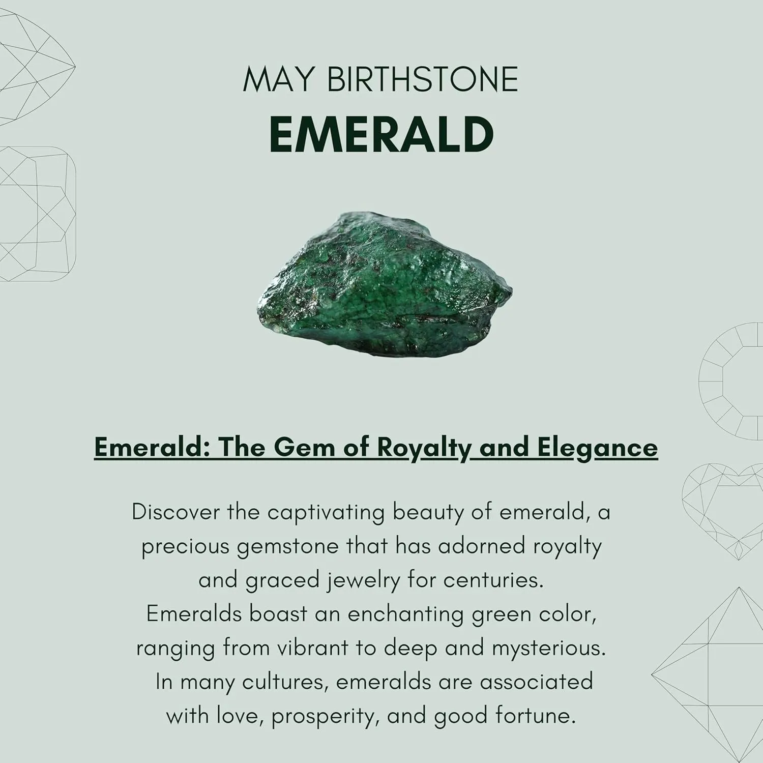 Emerald Necklace for Women, Premium Gold Raw Stone Necklaces - Tarnish Free 18K Gold Vermeil Certified S925 Classic Statement Necklace Gold Jewelry for Women - Mothers Day Gifts for Mom Wife