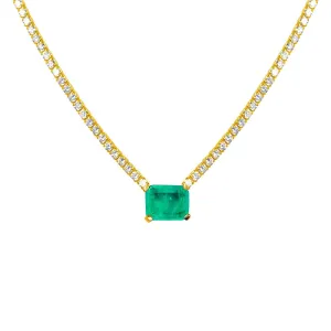 Emerald Necklace Gold Filled Tennis Chain Green Jewelry for Wedding Emerald Stone Silver Gemstone Necklace Gift For Christmas