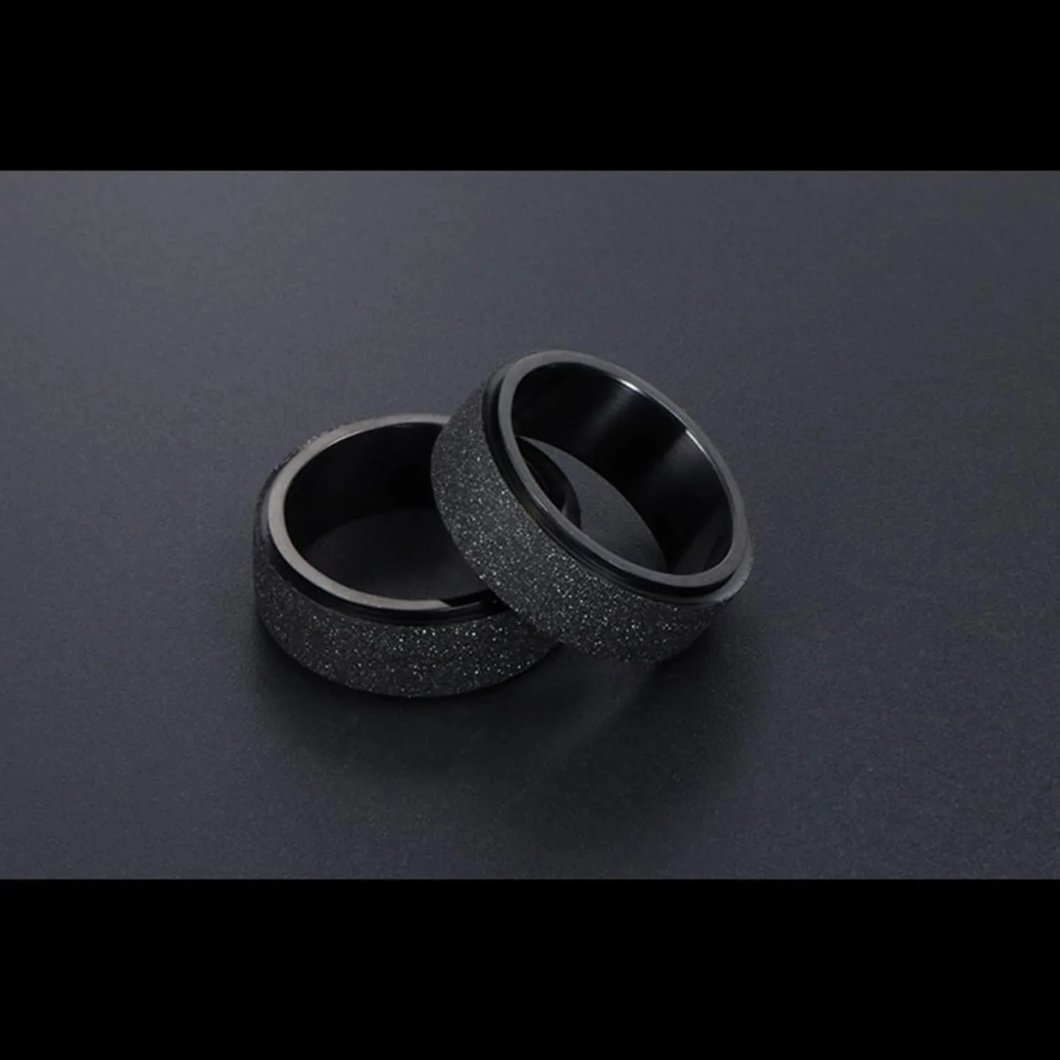 Engagement Rings for Women, Women Stainless Steel Rings Black Matte Ring 7.8mm Men's and Women's Fashion Rings