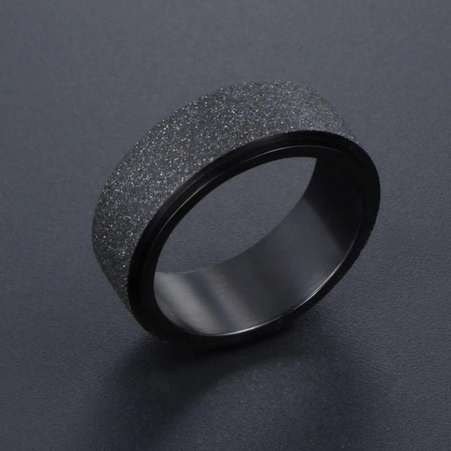 Engagement Rings for Women, Women Stainless Steel Rings Black Matte Ring 7.8mm Men's and Women's Fashion Rings