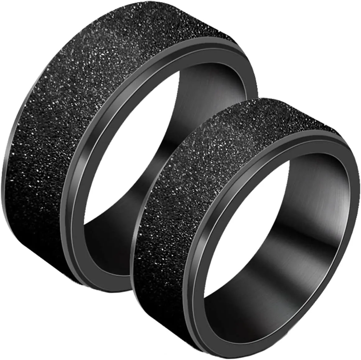 Engagement Rings for Women, Women Stainless Steel Rings Black Matte Ring 7.8mm Men's and Women's Fashion Rings
