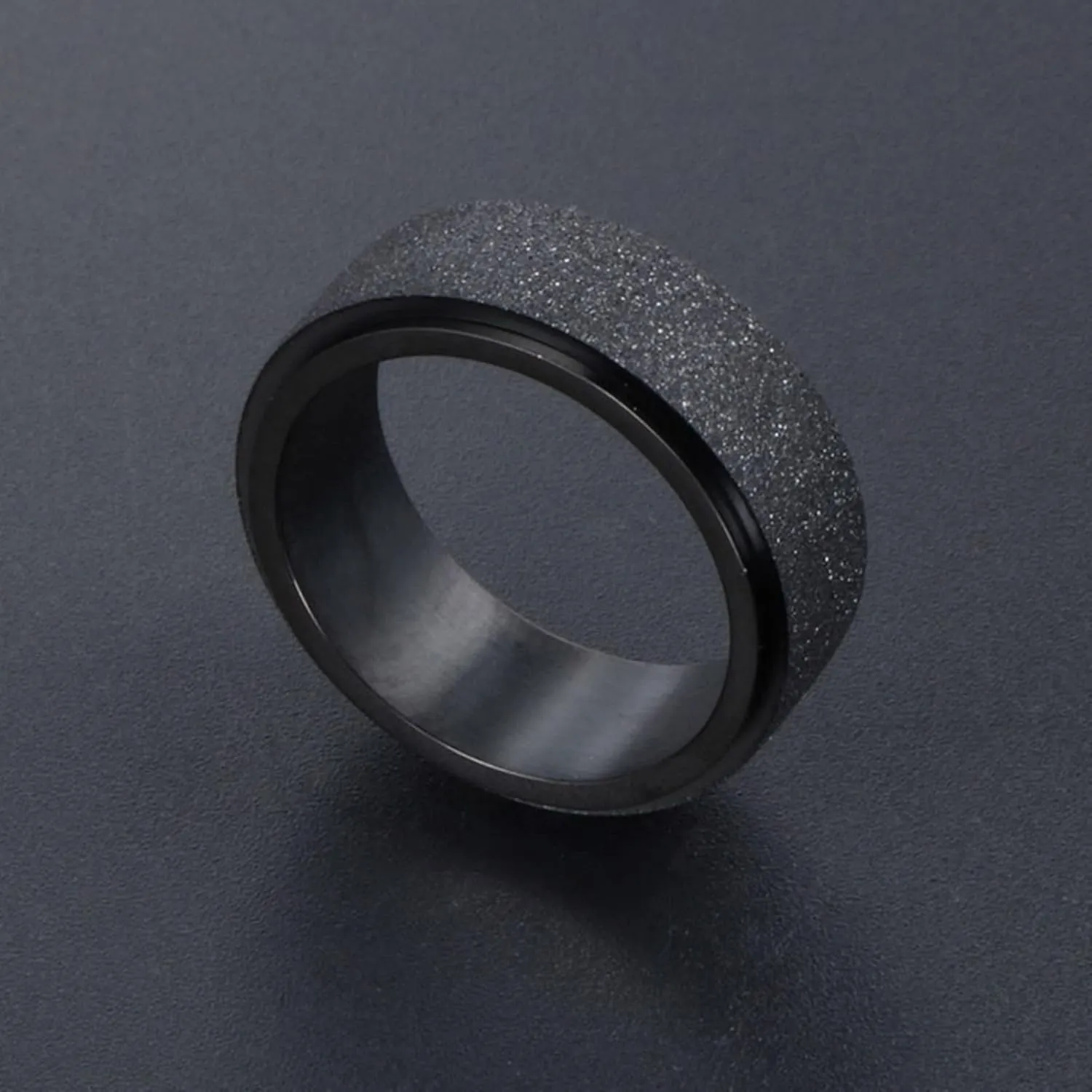 Engagement Rings for Women, Women Stainless Steel Rings Black Matte Ring 7.8mm Men's and Women's Fashion Rings