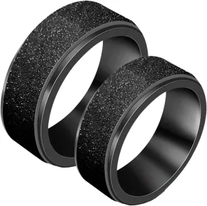 Engagement Rings for Women, Women Stainless Steel Rings Black Matte Ring 7.8mm Men's and Women's Fashion Rings