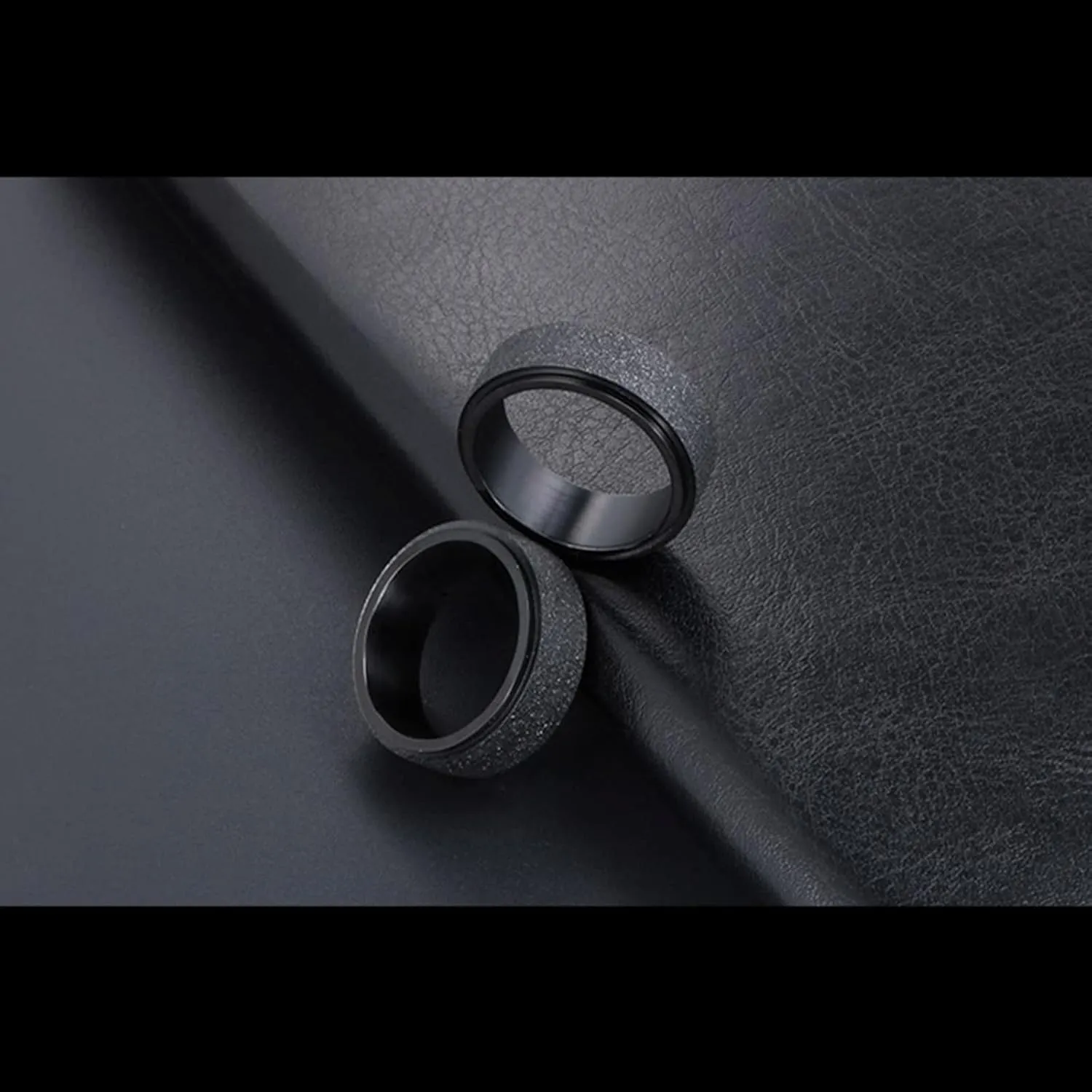 Engagement Rings for Women, Women Stainless Steel Rings Black Matte Ring 7.8mm Men's and Women's Fashion Rings