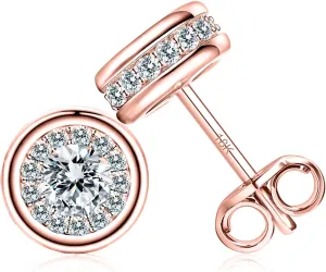 ESSIE ODILA Gold Studs Earrings for Women 18K Gold Earrings for Women Dainty Womens Earring Studs Birthday Christmas Valentine's and Mother's Day Gift Hypoallergenic Stud Earring for Womens 7.5mm