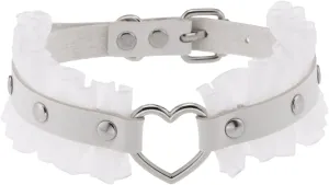 eYLun Women Gothic Goth Adjustable Choker, Lace Heart Punk Leather Collar Necklaces
