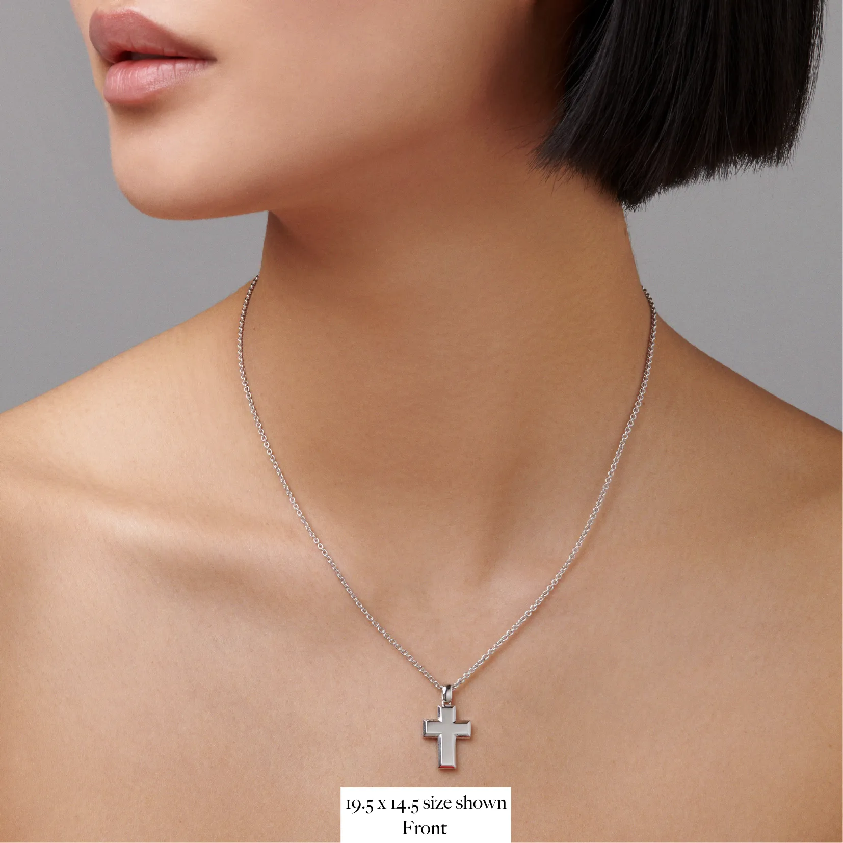 Faith Cross Solid Necklace | White Gold
