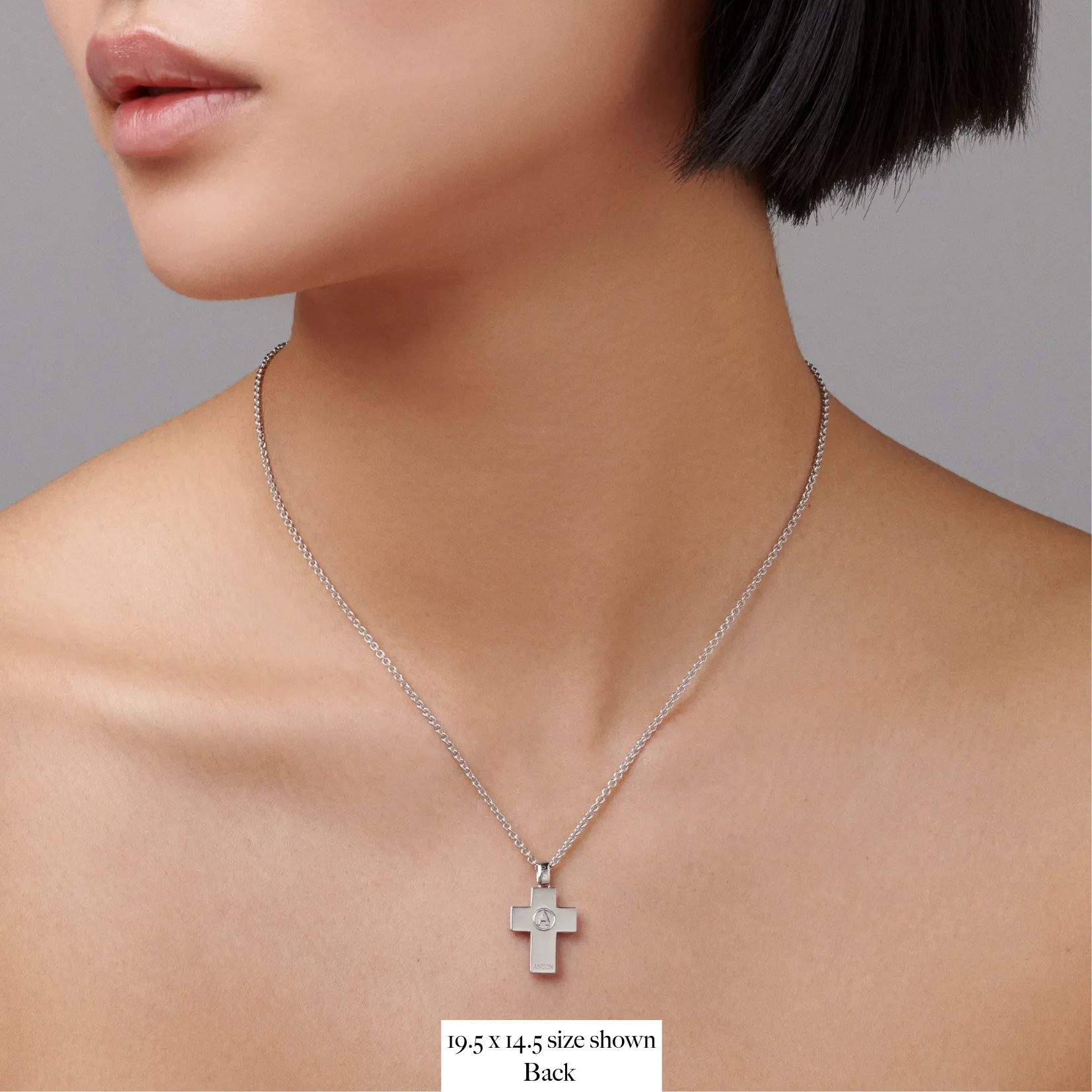 Faith Cross Solid Necklace | White Gold