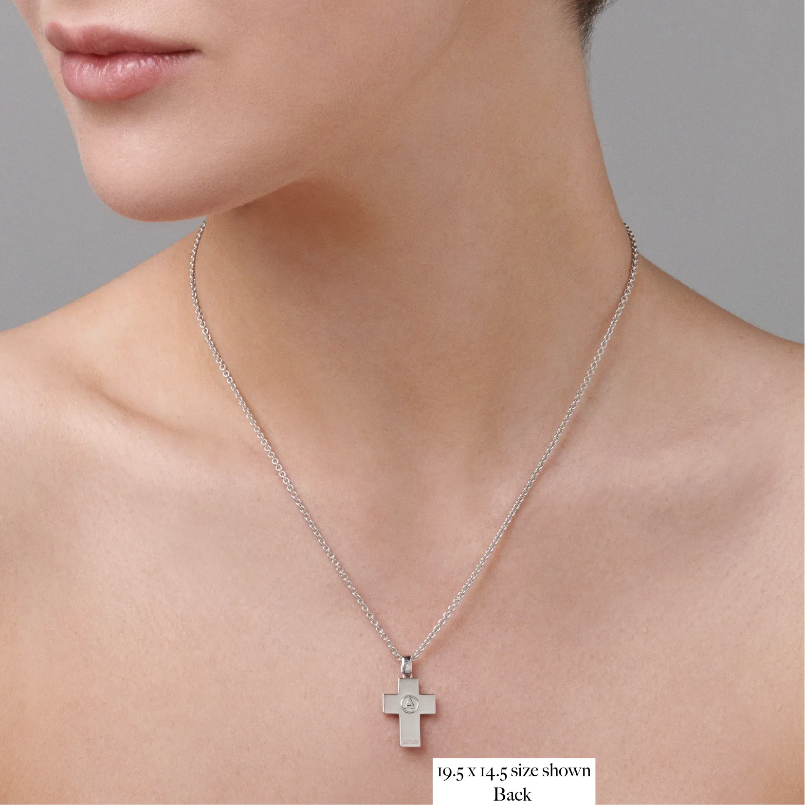 Faith Cross Solid Necklace | White Gold