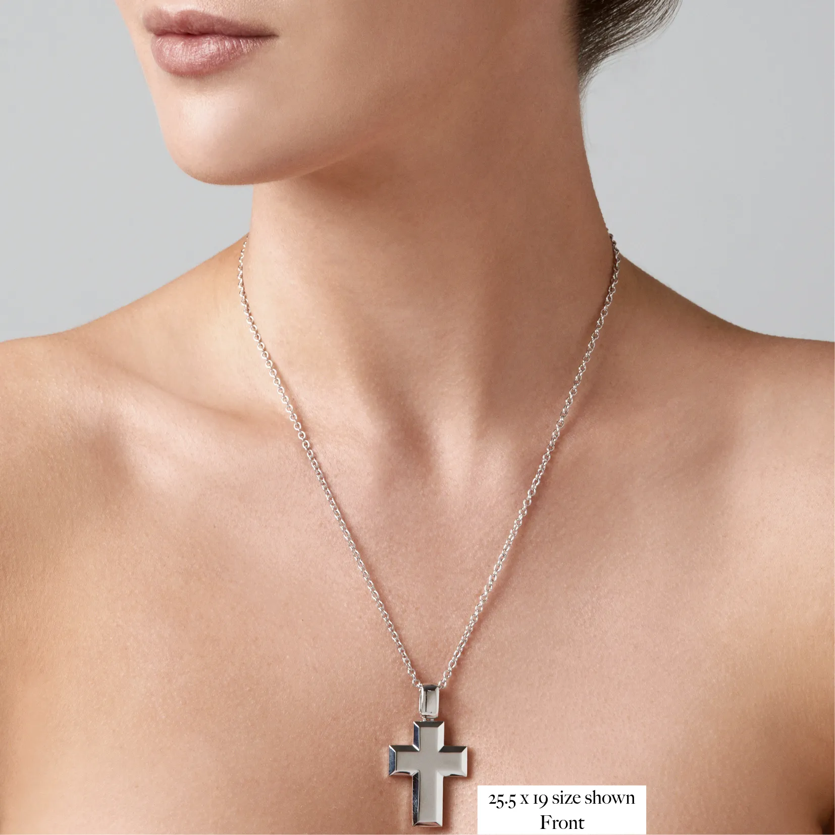 Faith Cross Solid Necklace | White Gold