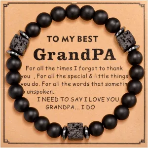FANCIBAND Men Bracelet for Dad, Grandpa, Stepdad, Bonusdad, Daddy, Papa, Man, Son, Boyfriend, Brother, Nature Stone Bead Bracelets for Men, Father's Day Christmas Valentine's day Thanksgiving Birthday Gifts for Him, Retirement Gifts for Men Women