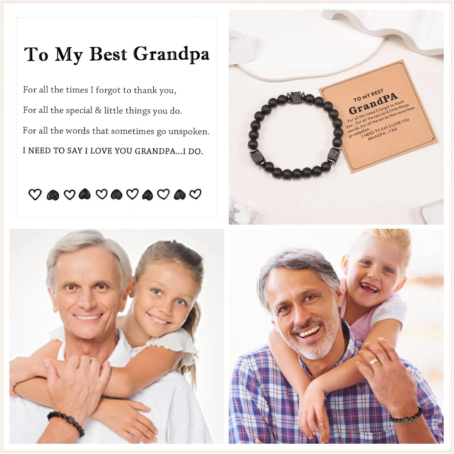 FANCIBAND Men Bracelet for Dad, Grandpa, Stepdad, Bonusdad, Daddy, Papa, Man, Son, Boyfriend, Brother, Nature Stone Bead Bracelets for Men, Father's Day Christmas Valentine's day Thanksgiving Birthday Gifts for Him, Retirement Gifts for Men Women