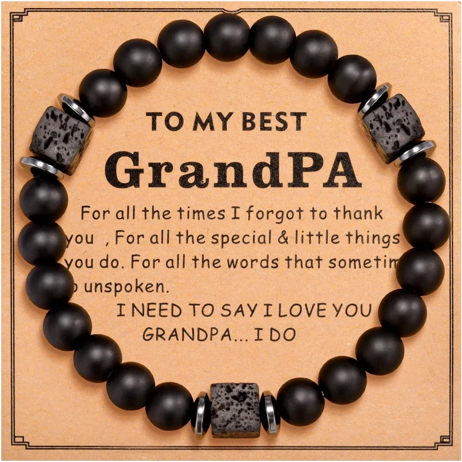 FANCIBAND Men Bracelet for Dad, Grandpa, Stepdad, Bonusdad, Daddy, Papa, Man, Son, Boyfriend, Brother, Nature Stone Bead Bracelets for Men, Father's Day Christmas Valentine's day Thanksgiving Birthday Gifts for Him, Retirement Gifts for Men Women