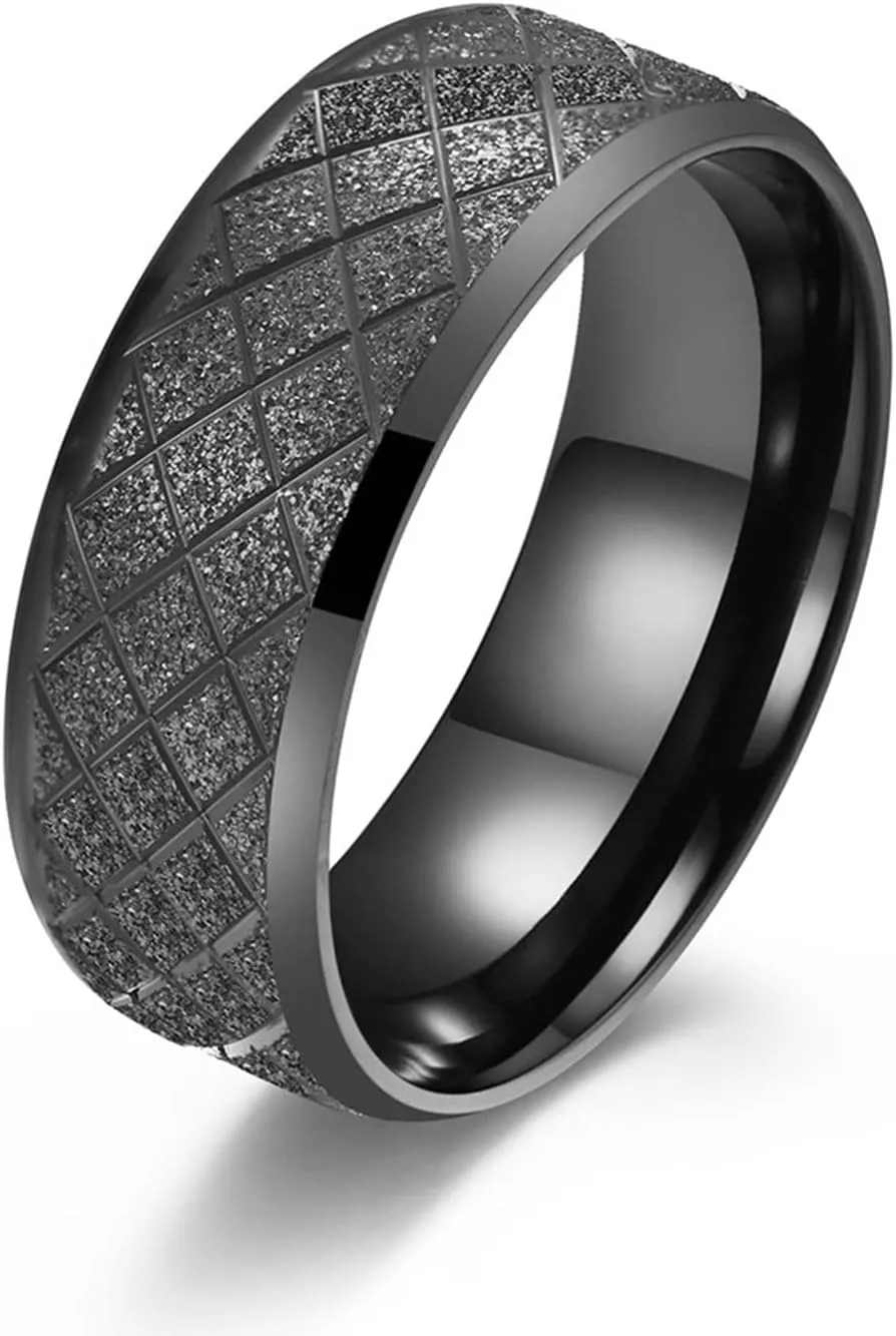 Fashion Rings for Men, Women Stainless Steel Rings Black Matte Ring 8mm Rings for Men and Women