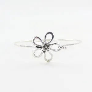 Five Petal Flower Clasp Bangle Bracelet