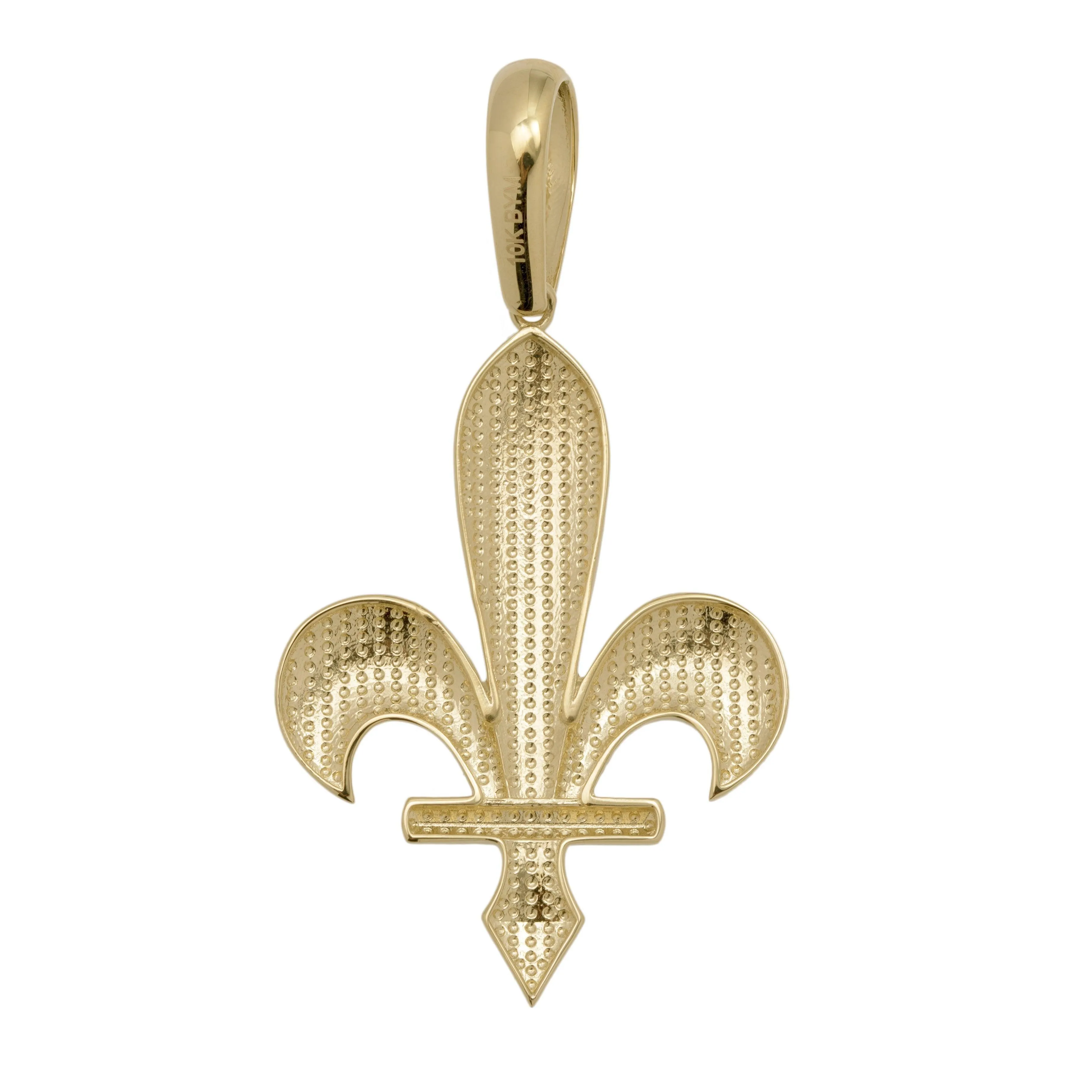 Fleur De Lis Pendant Solid 10K Yellow Gold