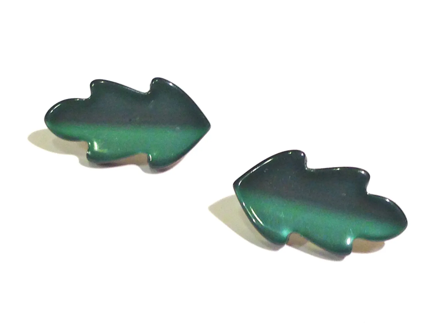 Forest Green Moonglow Oak Leaf Stud Earrings