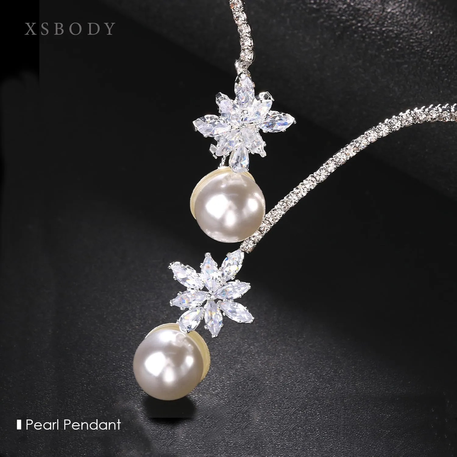 Fringe Round Rhinestone Choker Necklace Silver Crystal Trendy Faux Pearl Necklaces For Women Costume Jewelry