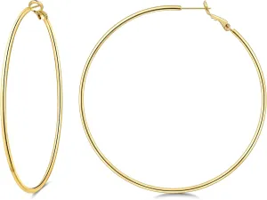 Gacimy Gold Hoop Earrings for Women 14K Gold Plated, 925 Sterling Silver Post hoops for Women