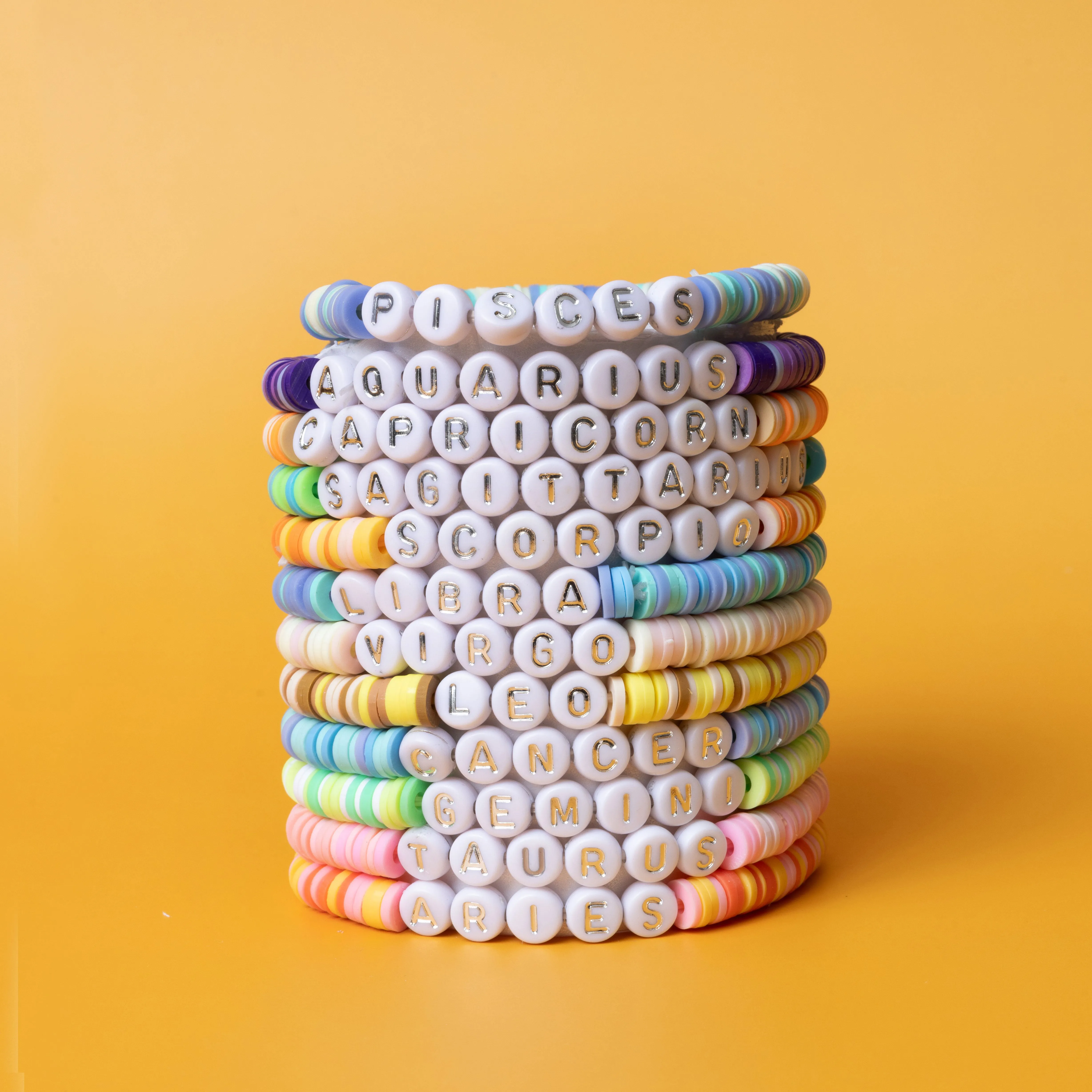 Gemini Zodiac Beaded Word Bracelet Set