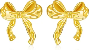 Gold Bow Earrings for Women Silver Bow Stud Earrings Ribbon Earrings Long Bow Dangle Earrings Silver Bow Jewelry Bow Earrings Gold Studs