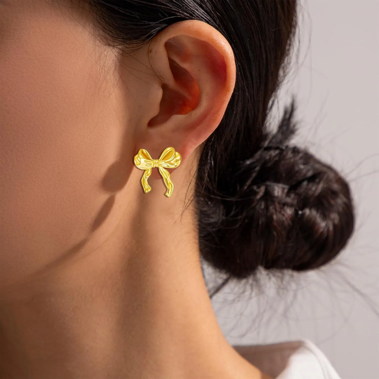 Gold Bow Earrings for Women Silver Bow Stud Earrings Ribbon Earrings Long Bow Dangle Earrings Silver Bow Jewelry Bow Earrings Gold Studs