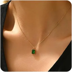 Gold Diamond Necklaces for Women 18K Gold Plated Dainty Layered Cubic Zirconia Solitaire Pendant Necklace Simulated Diamond Bridesmaid Wedding Jewelry