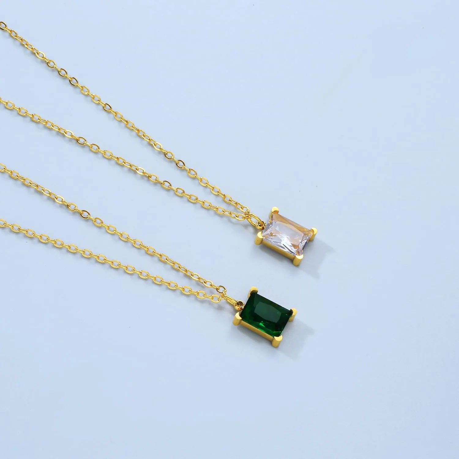 Gold Diamond Necklaces for Women 18K Gold Plated Dainty Layered Cubic Zirconia Solitaire Pendant Necklace Simulated Diamond Bridesmaid Wedding Jewelry