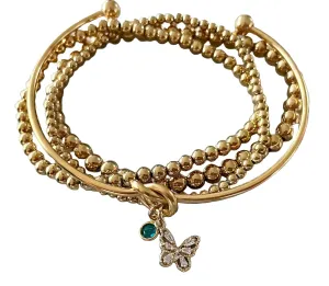 Gold Eternity Knot Cuff Bracelet Butterfly Charm Bracelet Personalized Gold Plated Stainless Steel Non Tarnish - Optional Beaded Bracelets