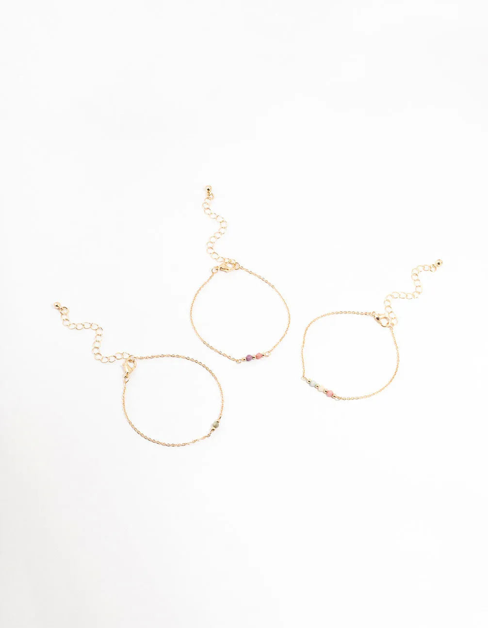 Gold Facet Beaded Bracelets 3-Pack