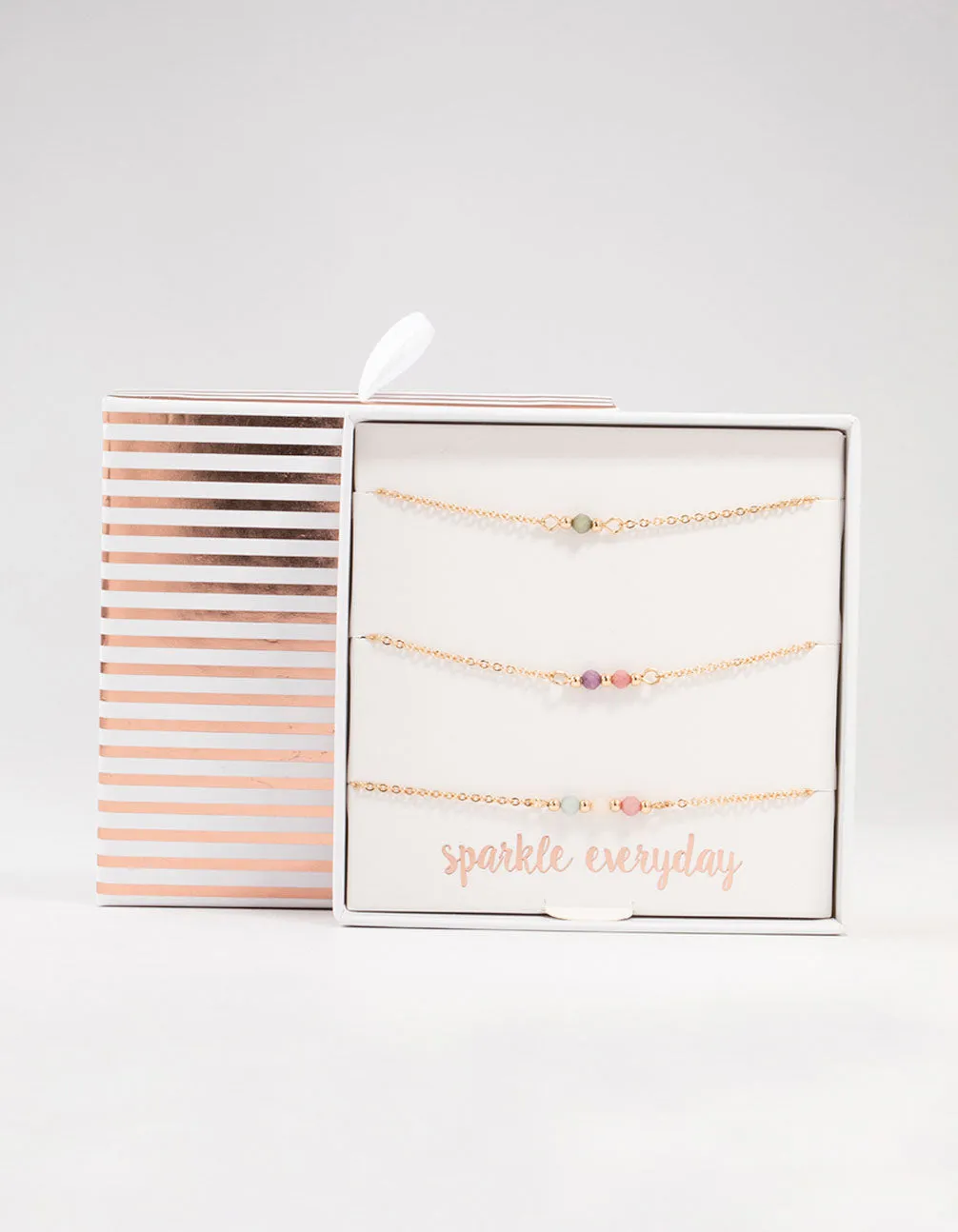 Gold Facet Beaded Bracelets 3-Pack
