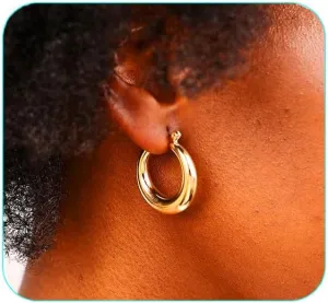 Gold Hoop Earrings for Women Gold Plated Huggie Hoop Dainty Hip Hop Style Gold Hoops Earrings Fashion Jewelry