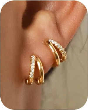 Gold Hoop Earrings for Women Trendy,14k Gold Plated Stud Earring Hypoallergenic Earring Flat Back Earrings Small Gold Huggie Hoop Earrings Set for Women