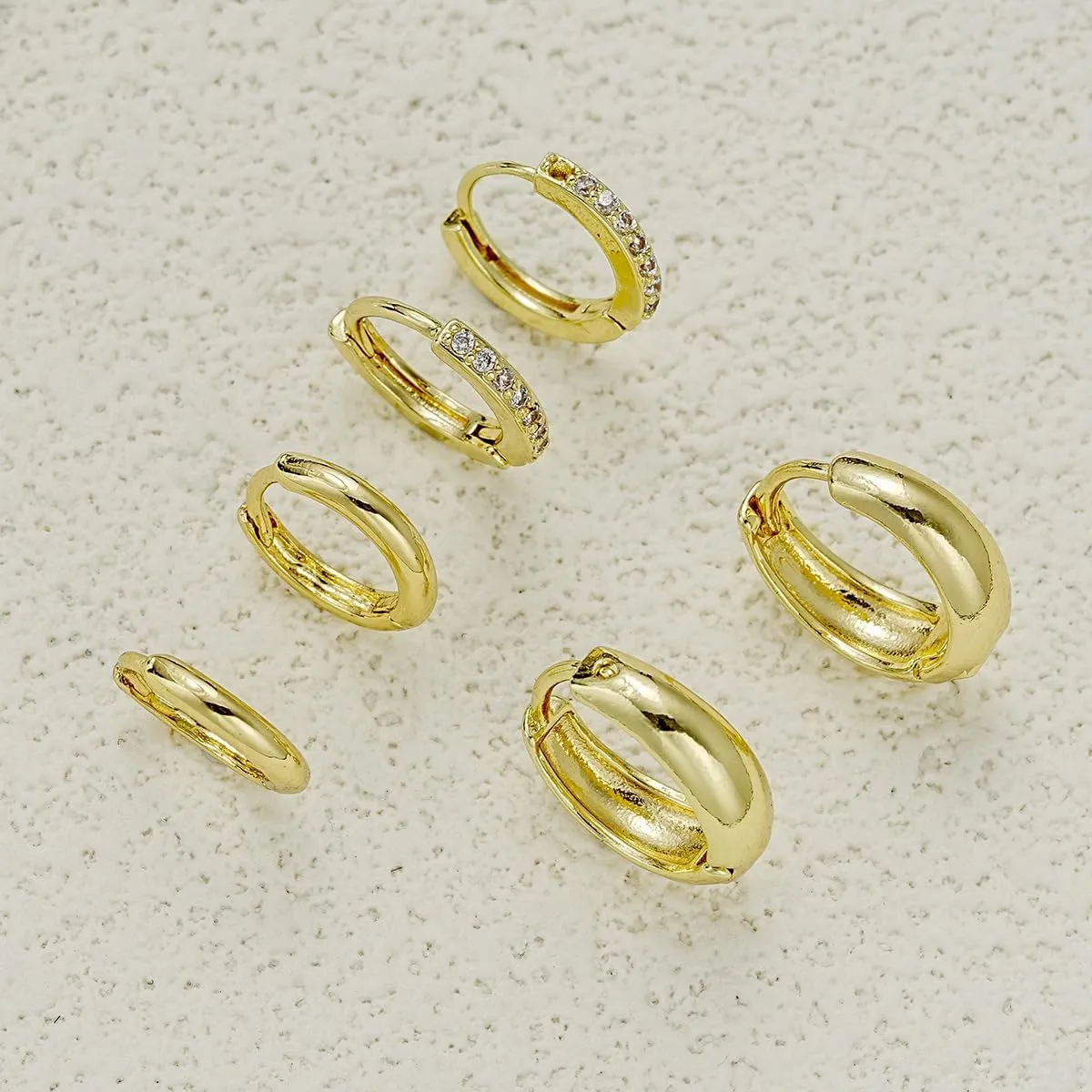 Gold Hoop Earrings Set for Women Trendy 14k Gold Plated Huggie Small Hoop Earrings Gold Cartilage Stud Earrings Flat Back Stud Earrings Chunky Open Hoop Earrings Set Jewelry Gifts for Women