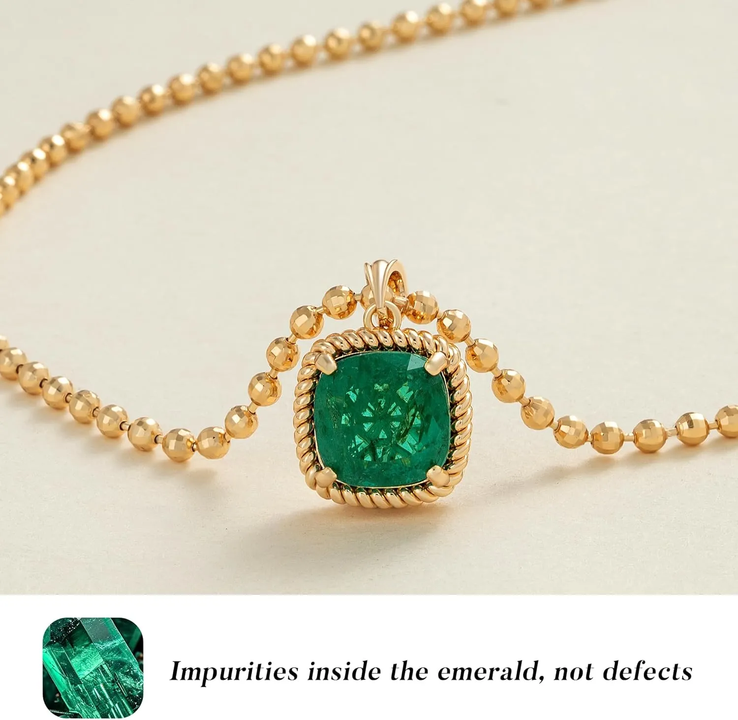 Gold Simulated Emerald Pendant Necklace for Women 14K Gold Plated Dainty Gemstone Crystal Emerald Charm Necklaces for Women Trendy Gold Jewelry