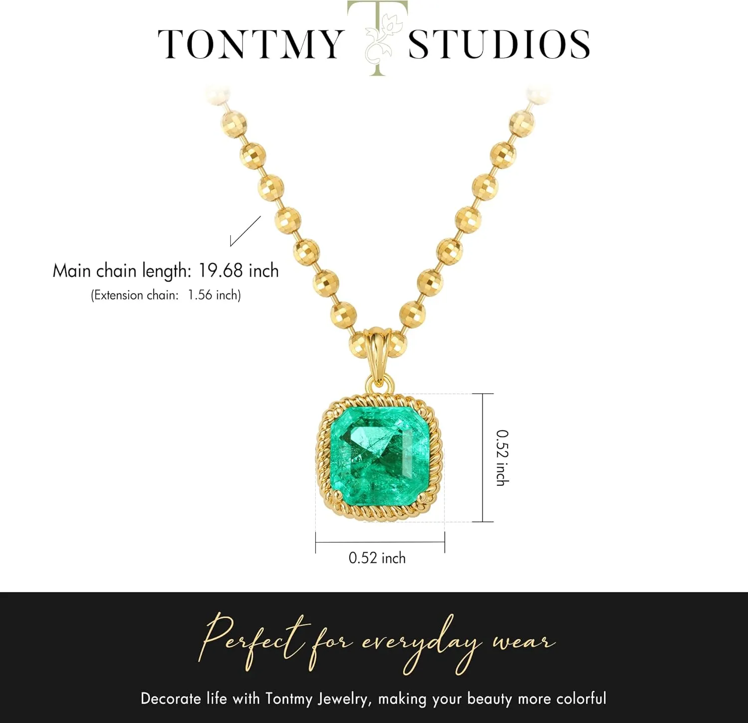 Gold Simulated Emerald Pendant Necklace for Women 14K Gold Plated Dainty Gemstone Crystal Emerald Charm Necklaces for Women Trendy Gold Jewelry