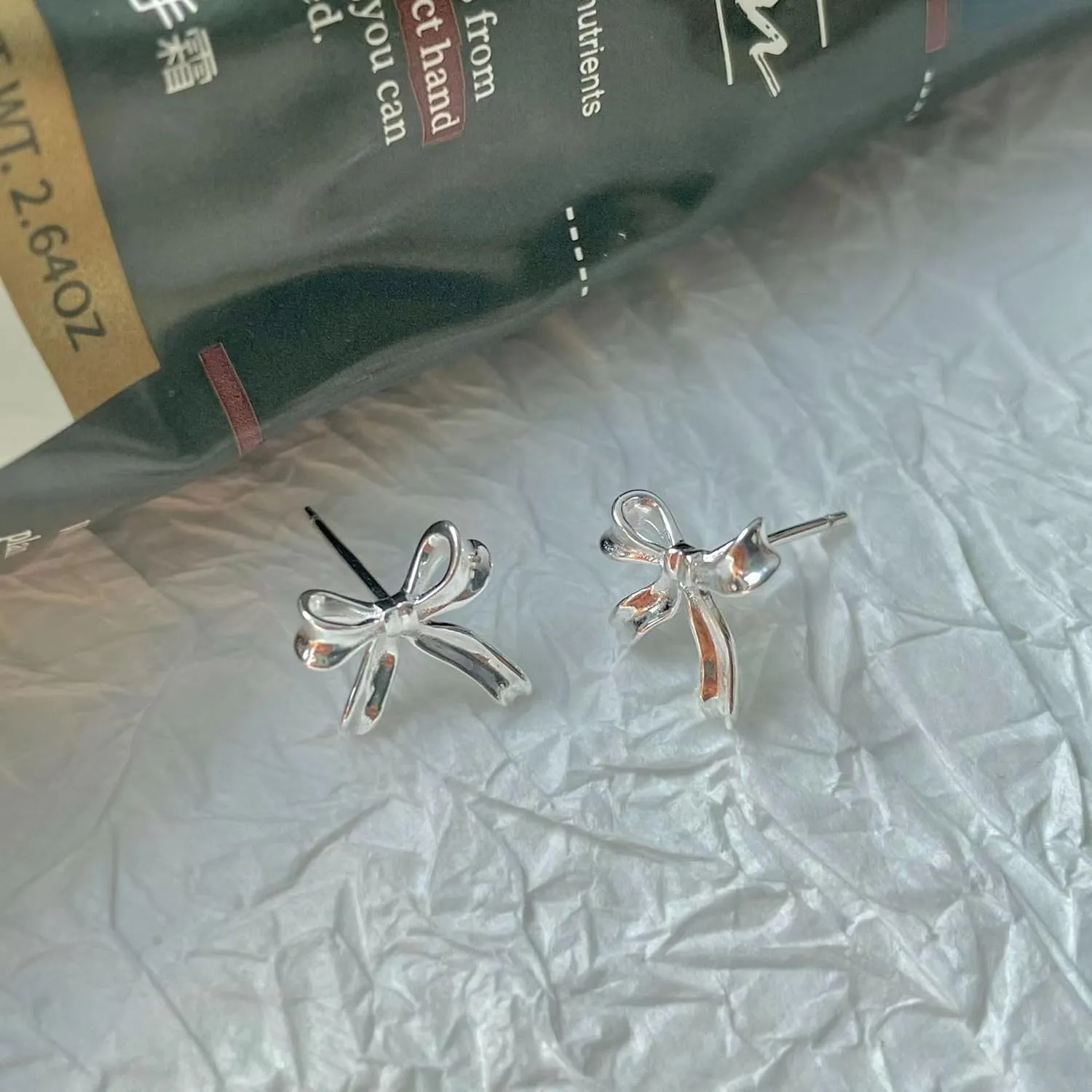 Gold Sliver Bow Stud Earrings Ribbon Cute Bowknot for Women Christmas Party Wedding Jewelry