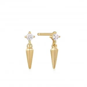 Gold Sparkle Spike Stud Earrings E041-03G-W