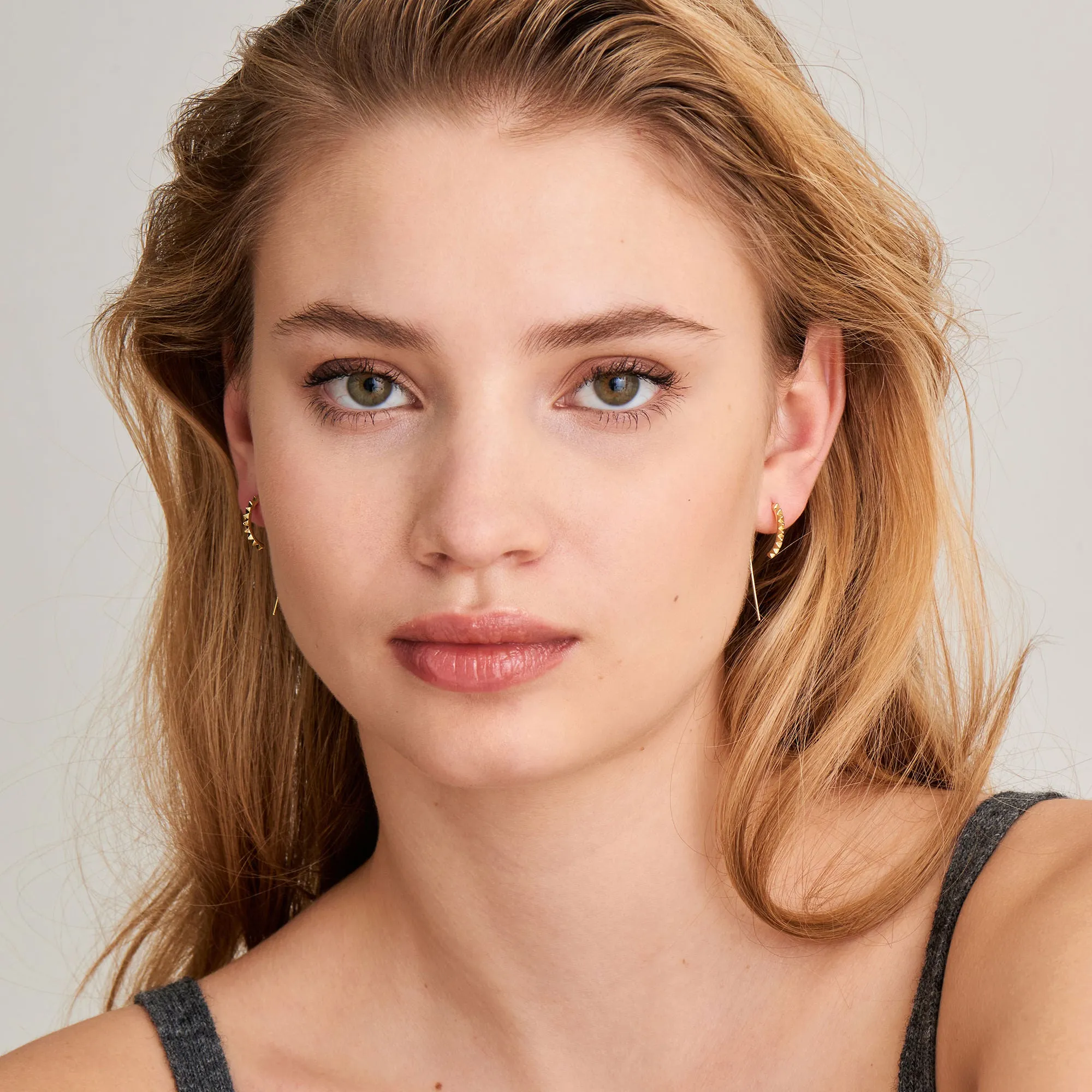 Gold Spike Solid Drop Earrings