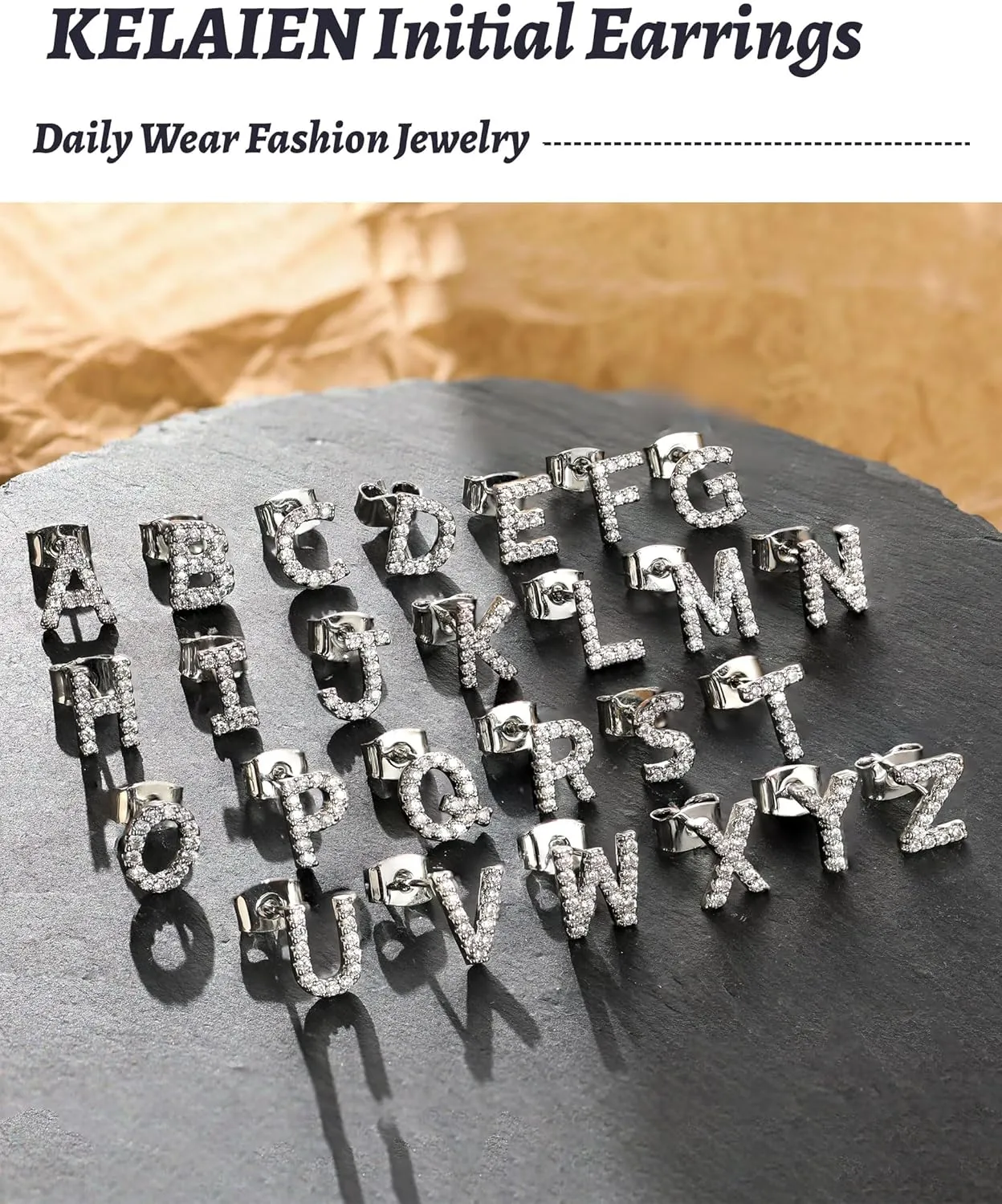 Gold Stud Earrings for Women 925 Sterling Silver Hypoallergenic Initial Letter Earrings 14K Gold Plated Cubic Zirconia Studs Earring Trendy Cute Dainty Diamond Jewelry Gift