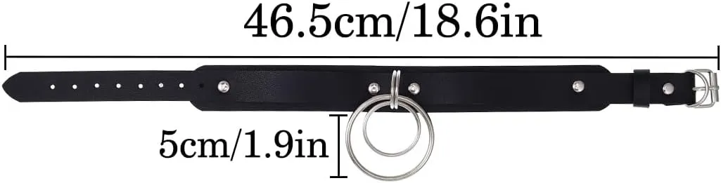 Gothic Leather Choker Circle Ring Choker Necklace Punk Choker Collar Adjustable Goth Rock Necklaces for Women
