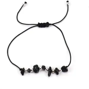 Handmade Beaded Bracelet, Suitable for Men and Women, Natural Stone Crystal Beaded Bracelet Adjustable Stone Bracelet (Black)