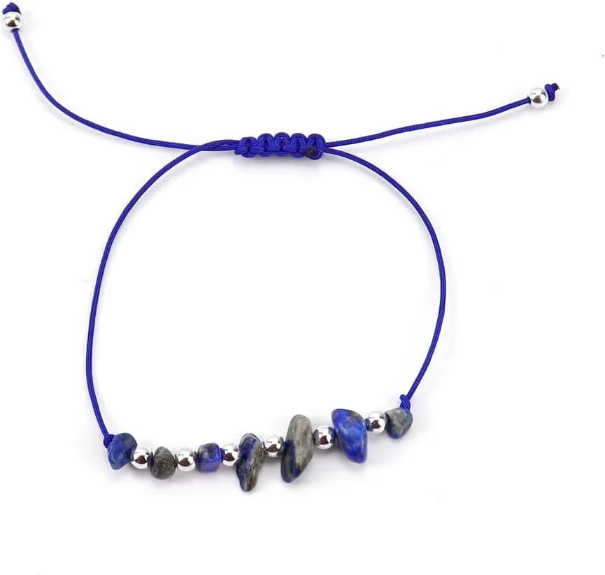 Handmade Beaded Bracelet, Suitable for Men and Women, Natural Stone Crystal Beaded Bracelet Adjustable Stone Bracelet (Blue)