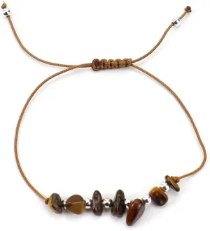 Handmade Beaded Bracelet, Suitable for Men and Women, Natural Stone Crystal Beaded Bracelet Adjustable Stone Bracelet (Brown)