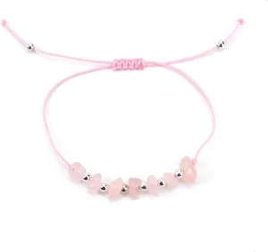 Handmade Beaded Bracelet, Suitable for Men and Women, Natural Stone Crystal Beaded Bracelet Adjustable Stone Bracelet (Light Pink)