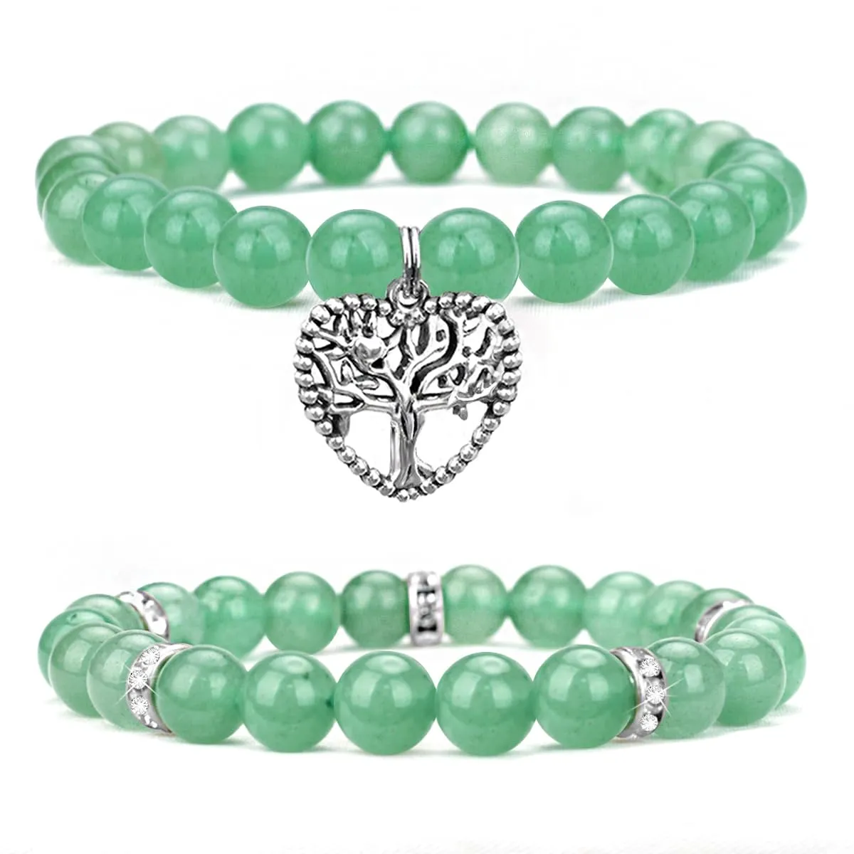 Handmade Healing Bracelets for Women, Tree of Life Charm, Matching Bracelets, 8mm Natural Stone Beaded, Anti Anxiety Stress Relief Yoga Beads, Jewelry for Girls, Get Well Soon Gifts