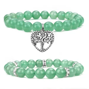 Handmade Healing Bracelets for Women, Tree of Life Charm, Matching Bracelets, 8mm Natural Stone Beaded, Anti Anxiety Stress Relief Yoga Beads, Jewelry for Girls, Get Well Soon Gifts