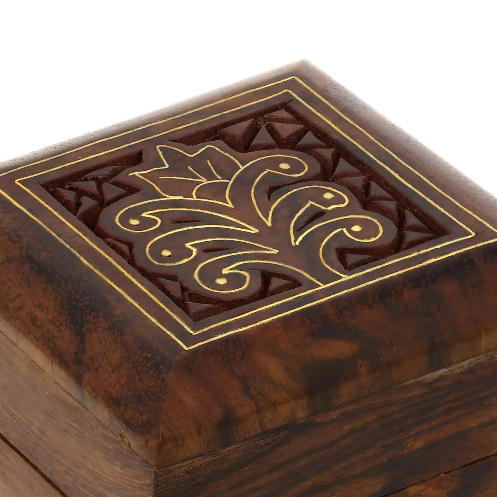 Handmade Indian Wooden Box for Jewelry -Perfect for Rings Earrings ToeRings & Cuff Links-Wood Trinket Box