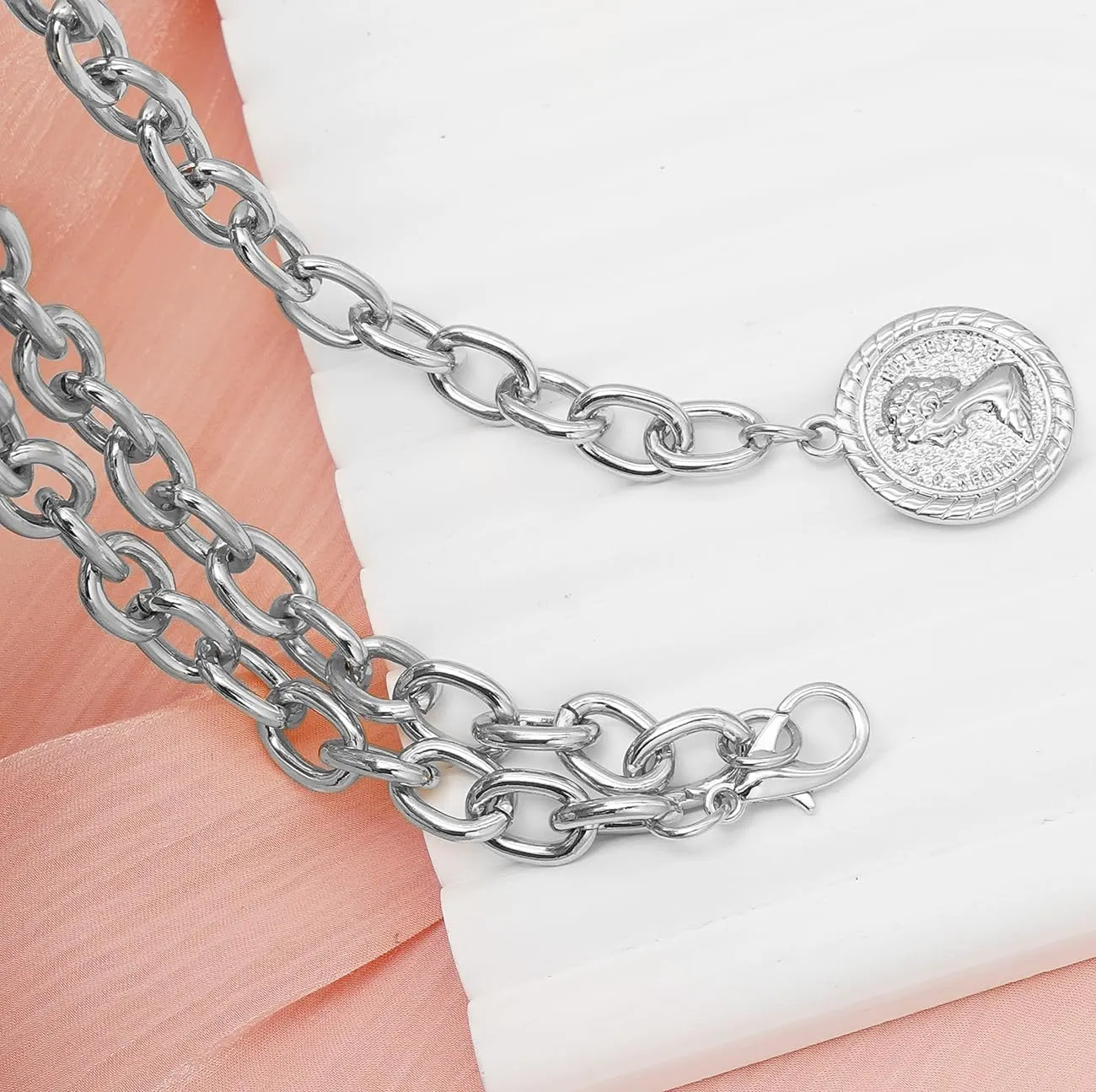 Heyion Layered Waist Chain for Women Metal Waist Belt for Ladies Dresses